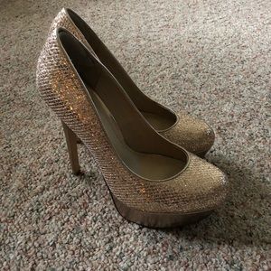 Aldo Champagne Sparkly Platform Heel